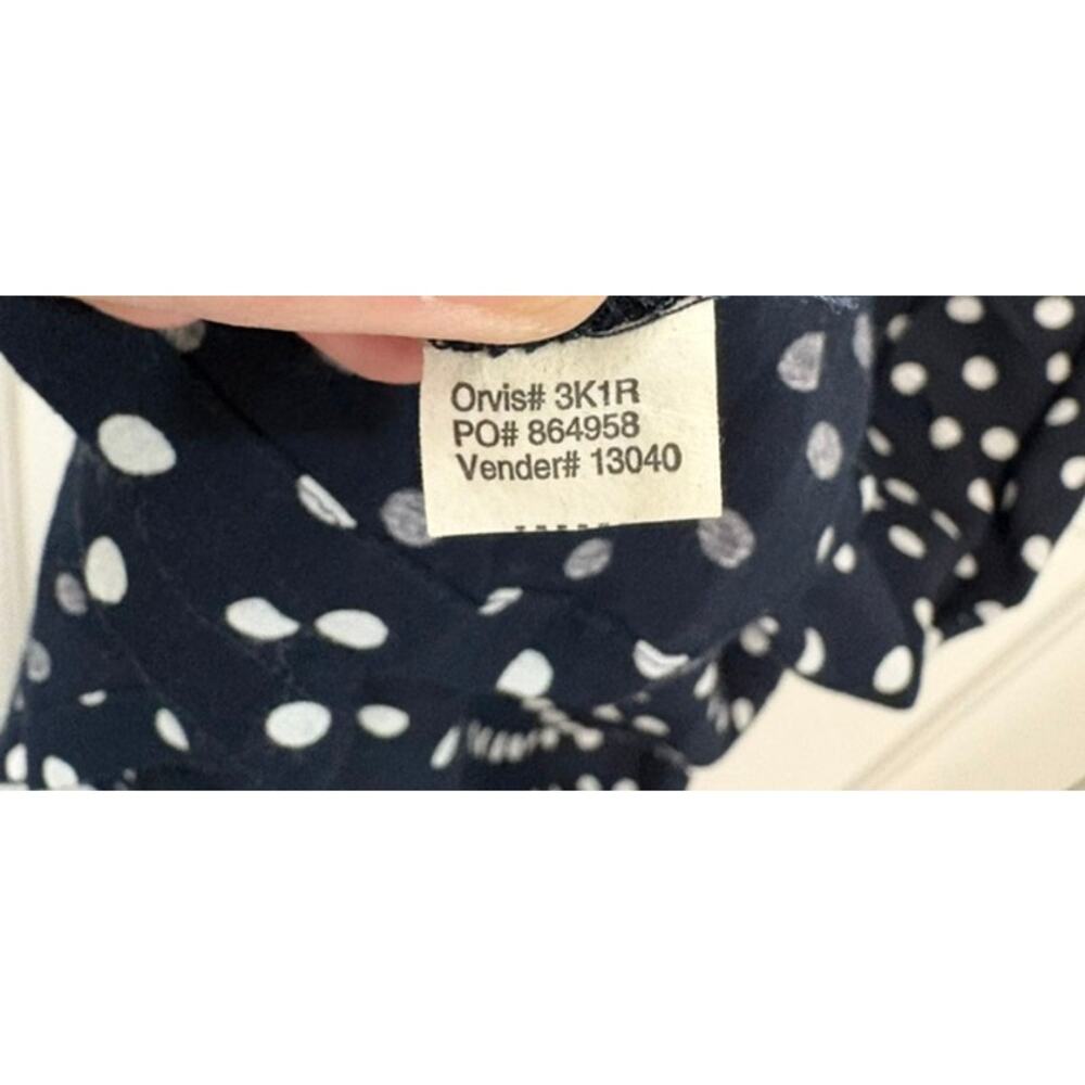 Orvis Polka Dot Midi Shirt Dress Size 6 Navy Blue Rayon Button Front Pockets - Picture 12 of 13